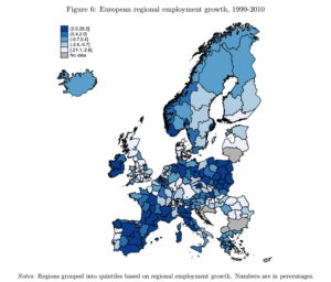 Jobwachstum in Europa zwischen 1999 und 2010, in Prozent. (Quelle: Institut zur Zukunft der Arbeit)